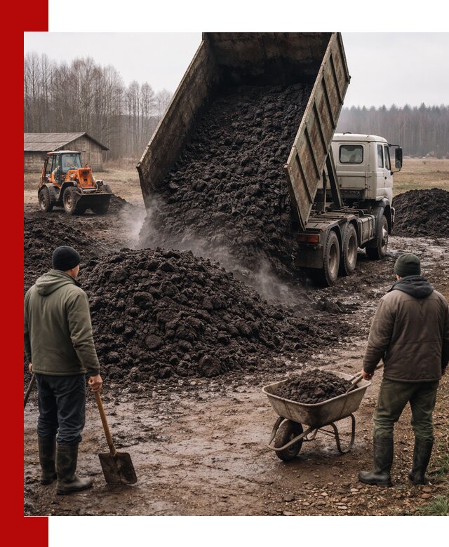 Доставка низинного торфа с разгрузкой и доставкой в Йошкар-Оле
