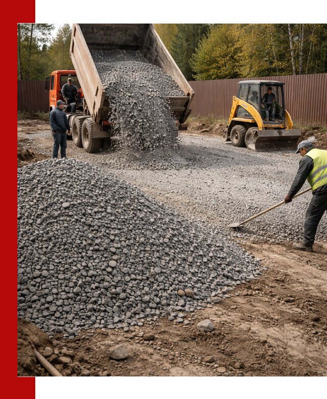 Отсыпка участка щебнем с доставкой и уплотнением в Йошкар-Оле