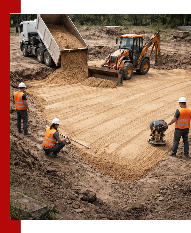 Устройство песчаной подушки для фундаментов и дорог в Йошкар-Оле